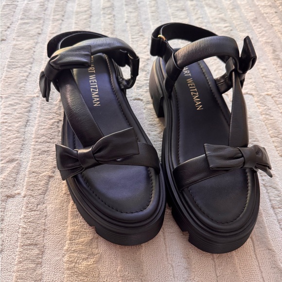 Brand new Stuart Weitzman Black Bow Sandals,All Products : American Fashion Style Bags On Sale